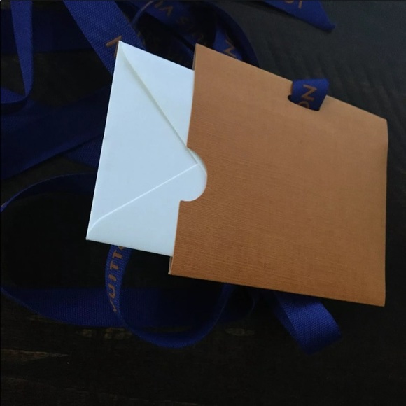 New LOUIS VUITTON CLASSIC Blank Mini Gift Card Tag with Blue Logo Ribbons - Picture 7 of 9